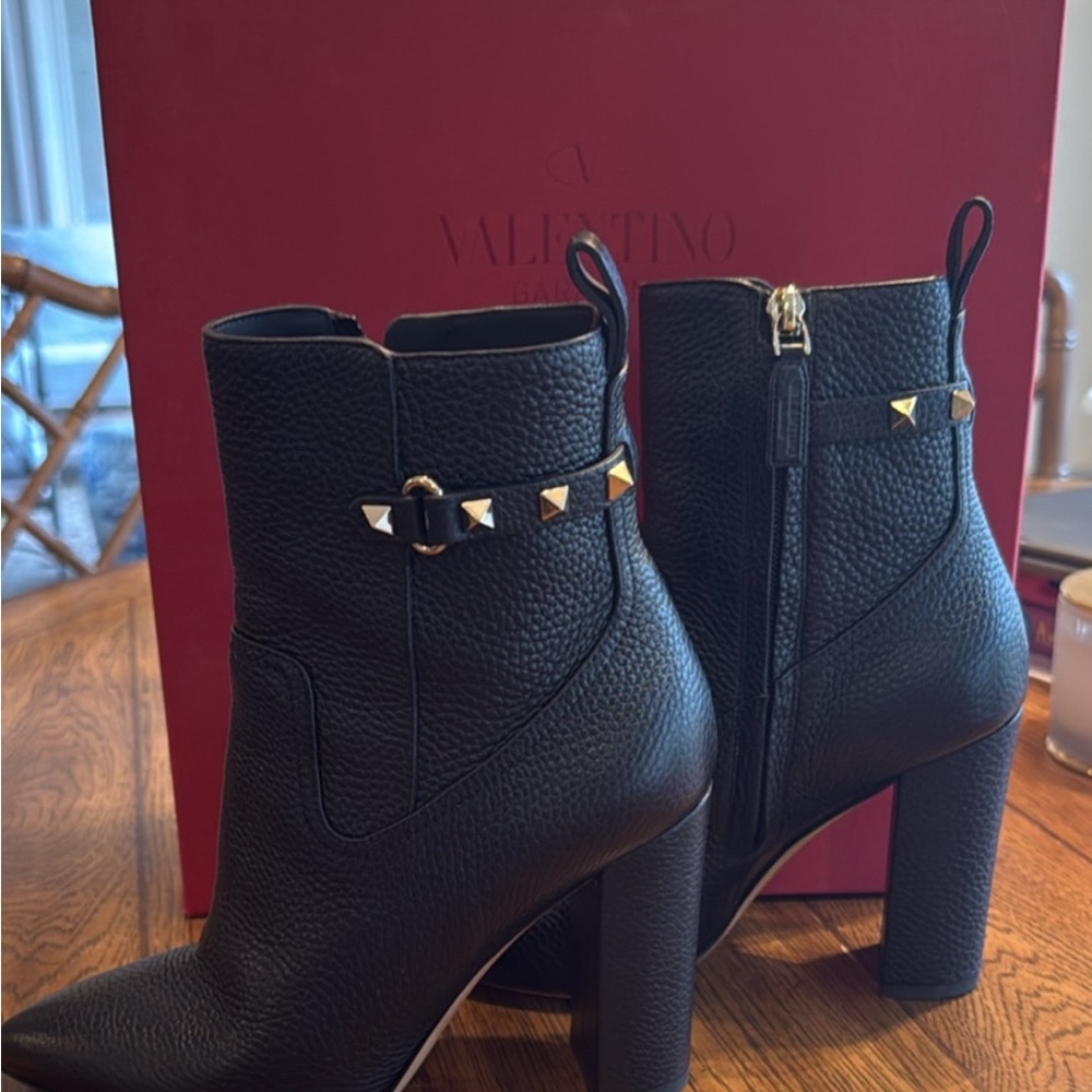 Valentino Black Leather Ankle Boots- only tried on